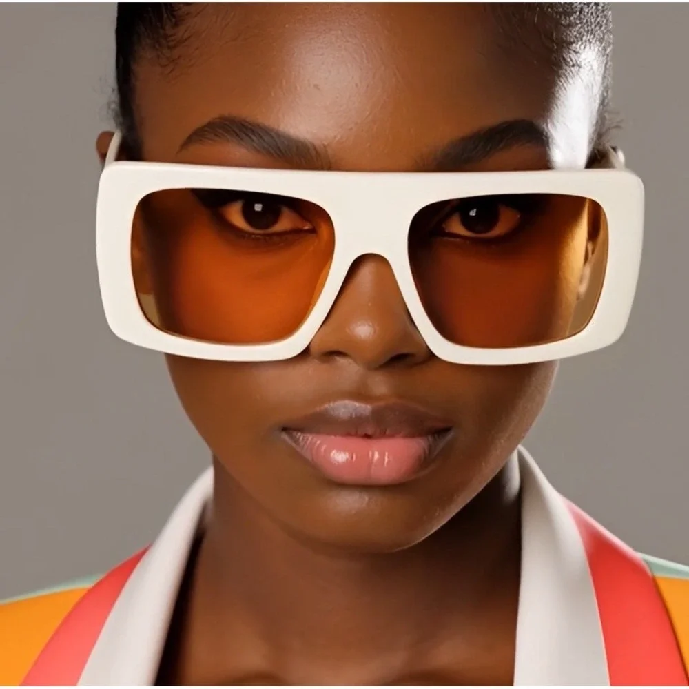 Celebrity Betty  Sunglasses Women White Frame Amber Lens Fashion Shades‎ Lentes